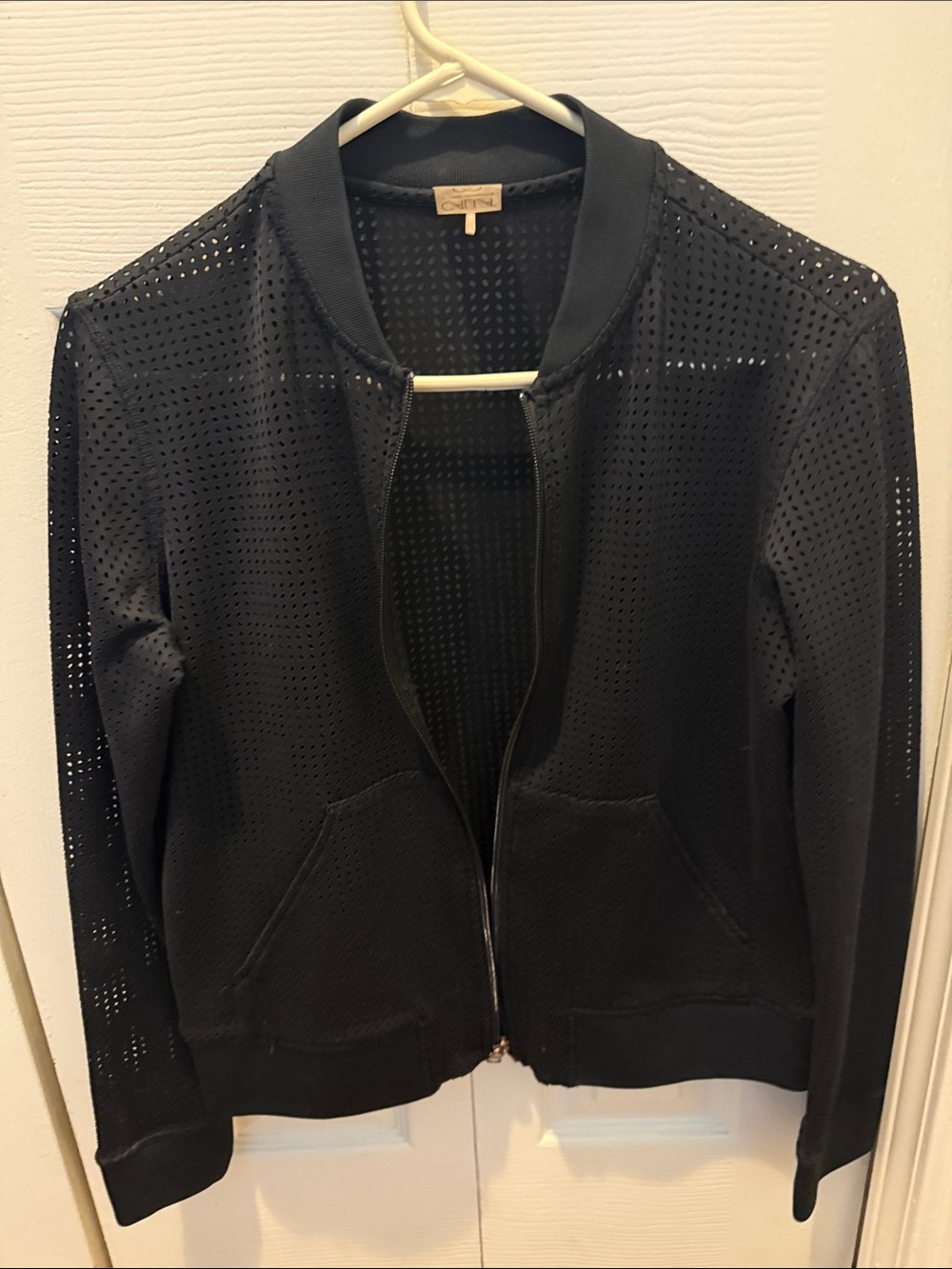 CALIA by Carrie Underwood Black Perforated Bomber Jacket